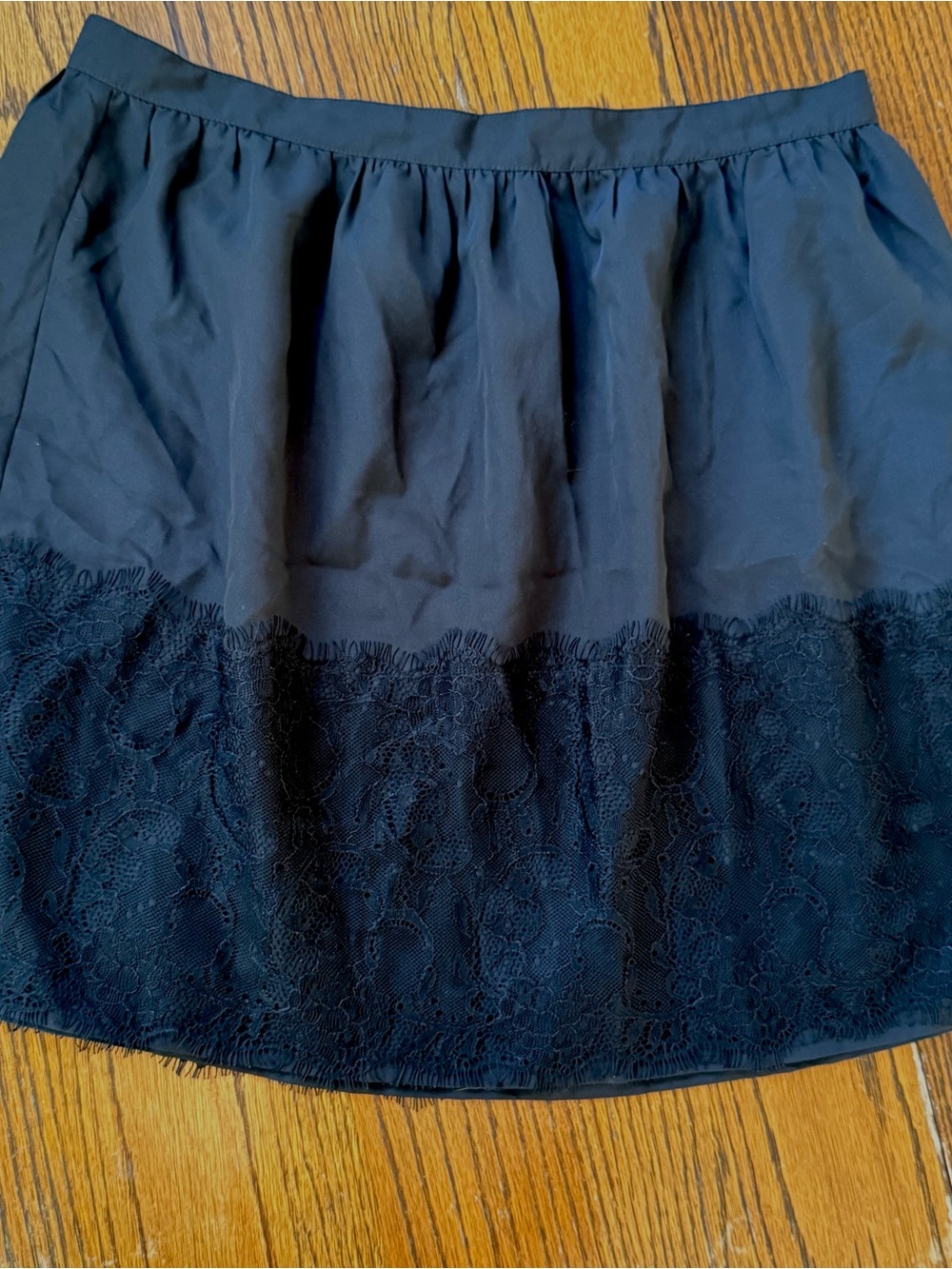 Laundry By Shelli Segal Black A-Line Skirt with Lace Trim